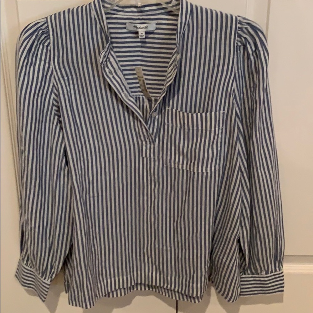 New Madewell Blue and White Stripe Top